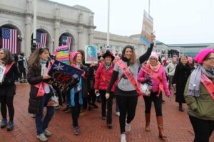 Amy Pollack marching in Women's March on Washington