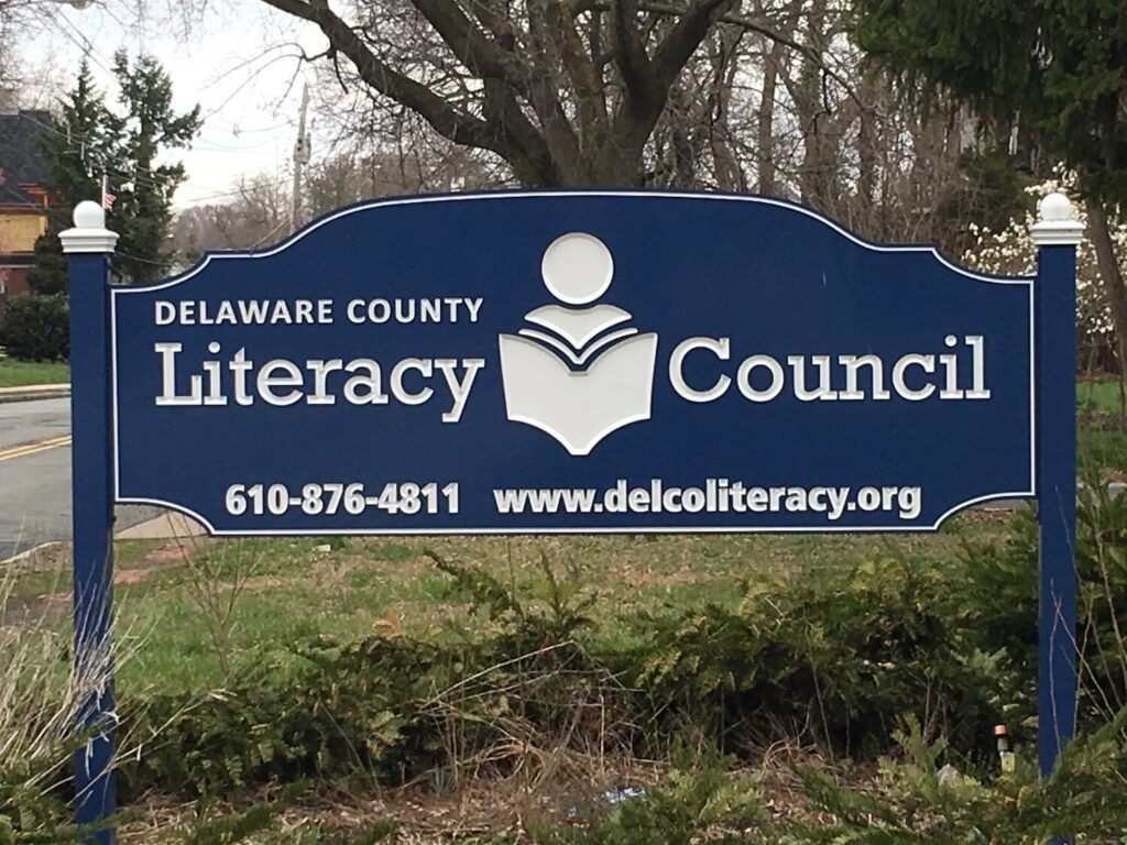 Delaware county Literacy Council sign