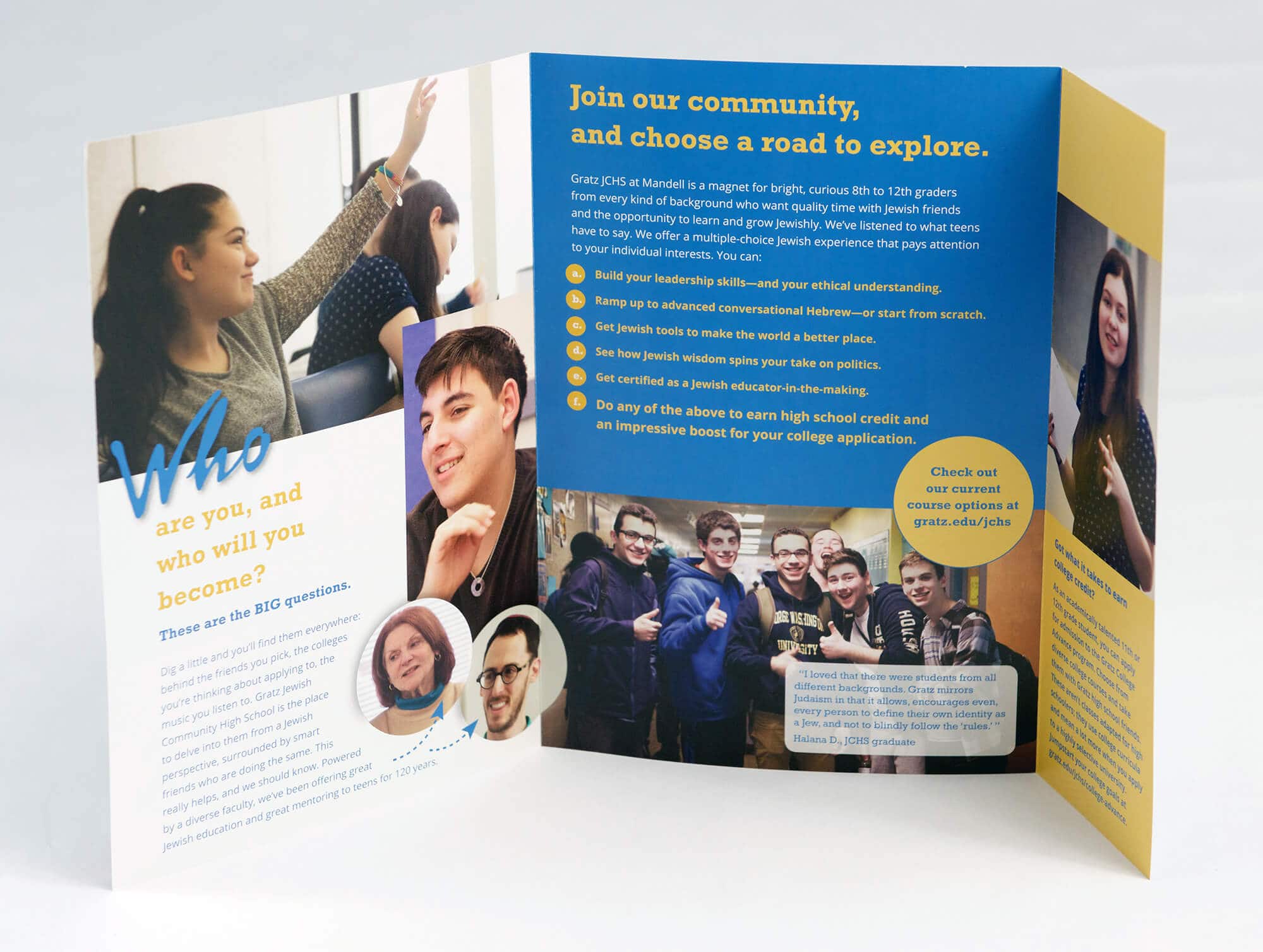 Gratz Jewish Community High School brochure opened