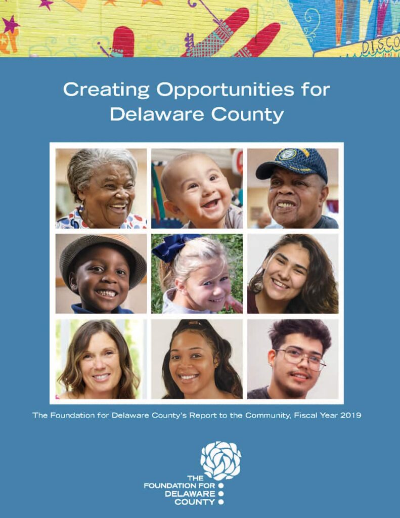 This is the cover of a nonprofit annual report for The Foundation for Delaware County.